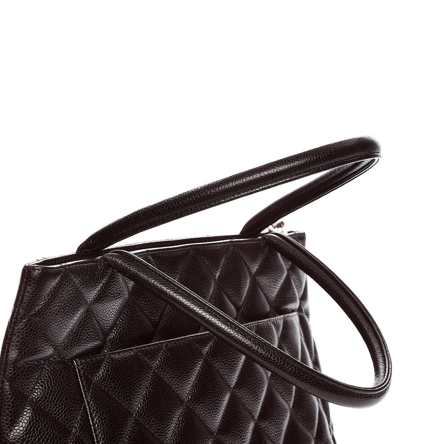 Caviar Quilted Medallion Tote Dark Brown
