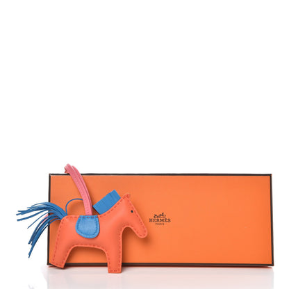 Hermes Milo Lambskin Grigri Rodeo Horse Bag Charm PM Orange Poppy Bleu Zanzibar Rose Azalee 5 of 5