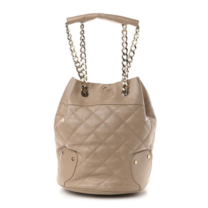 Burberry Calfskin Quilted Bucket Shoulder Bag Beige 1 of 15