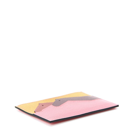 Hermes Epsom Evercolor Les Petits Chevaux Card Holder Ambre Brique Rouge H Rose Ete 4 of 8