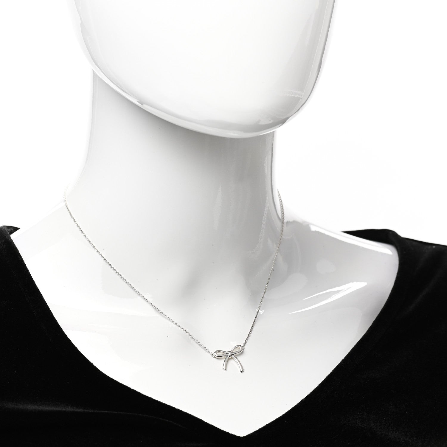 Tiffany Sterling Silver Small Bow Pendant Necklace 2 of 4