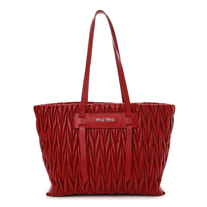 Miu Miu Nappa Matelasse Tote Fuoco 1 of 12
