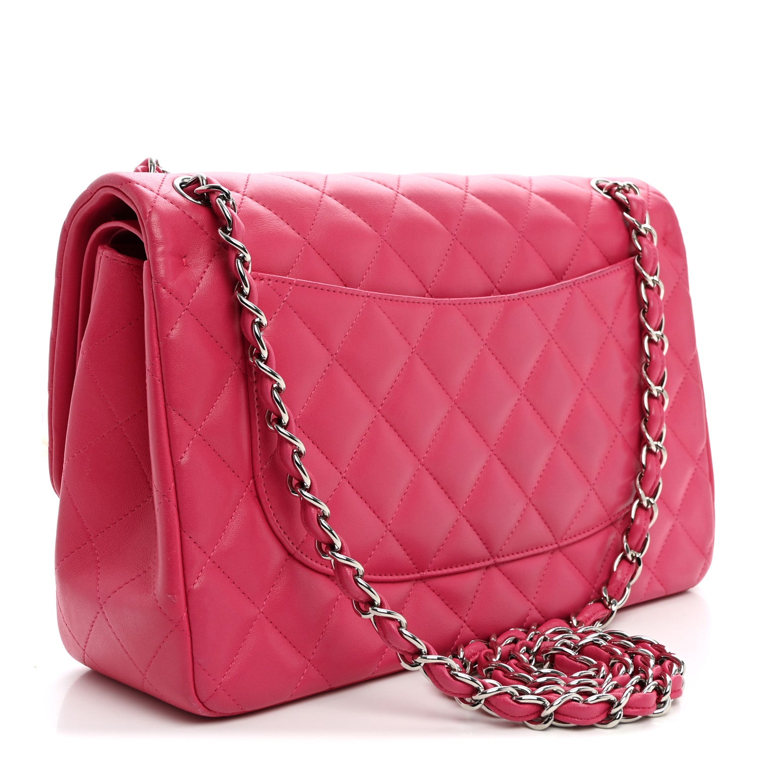 Chanel Lambskin Quilted Jumbo Double Flap Dark Pink 2 of 9