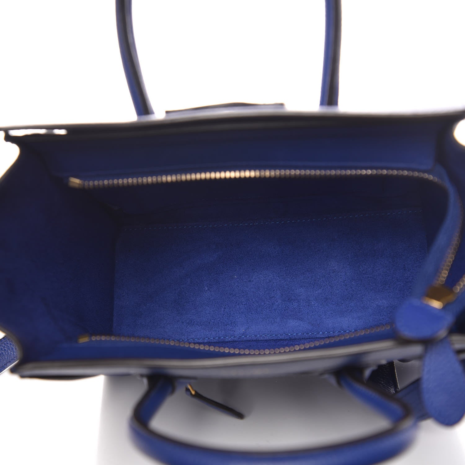 Celine Drummed Calfskin Nano Luggage Indigo 5 of 20