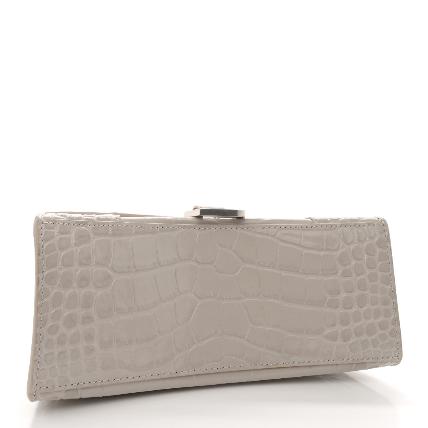 Balenciaga Shiny Calfskin Crocodile Embossed Small Hourglass Top Handle Bag Cold Beige 4 of 14