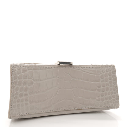 Balenciaga Shiny Calfskin Crocodile Embossed Small Hourglass Top Handle Bag Cold Beige 4 of 14