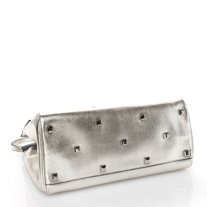 Salvatore Ferragamo Metallic Hammered Calfskin Studio Top Handle Bag Silver 4 of 12
