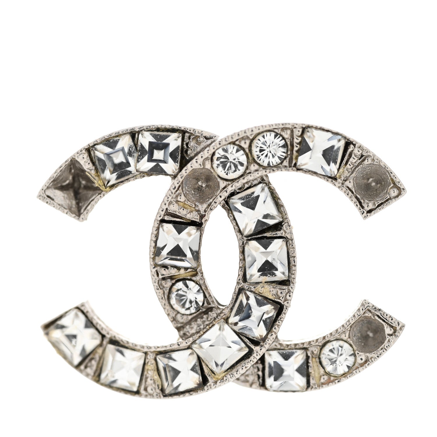 Chanel Crystal CC Earrings Silver 8 of 10