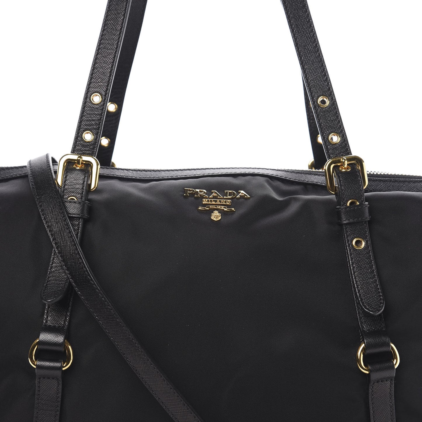 Tessuto Nylon Saffiano Tote Black