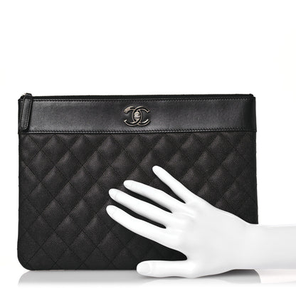 Chanel Caviar Quilted Mademoiselle Vintage Large Zip Pouch Black 2 of 10