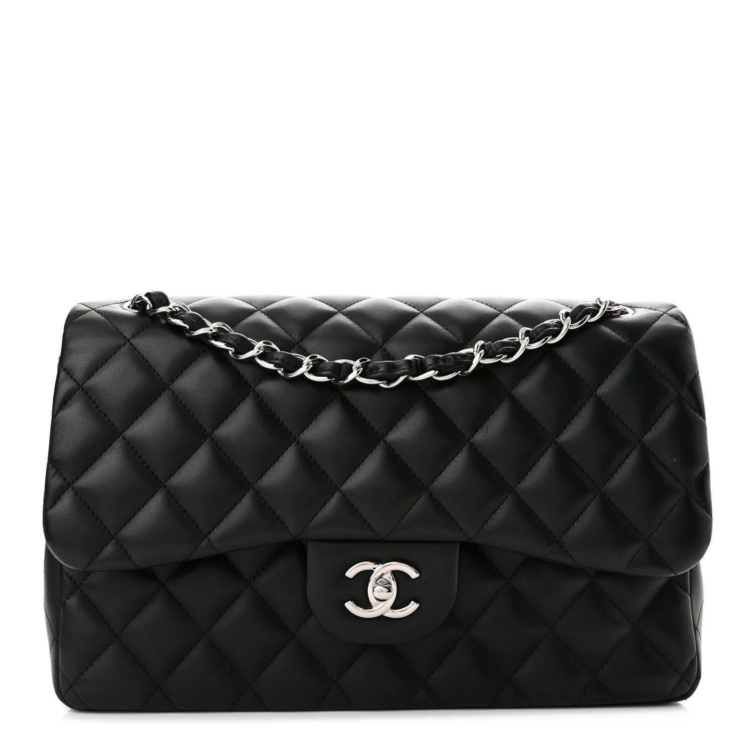 Chanel Lambskin Quilted Jumbo Double Flap Black 1 of 10