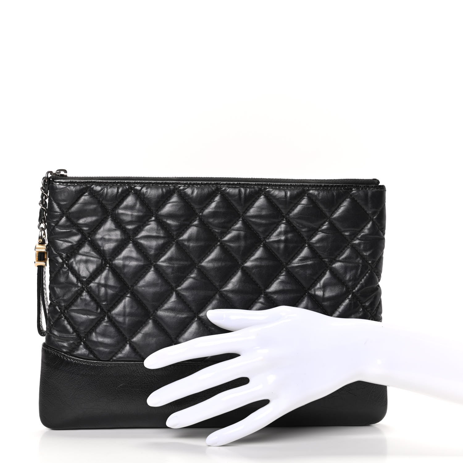 Chanel Aged Calfskin Quilted Medium Gabrielle Cosmetic Case Black 2 of 8