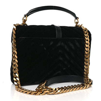 Saint Laurent Velvet Matelasse Chevron Medium College Monogram Bag Black 3 of 9