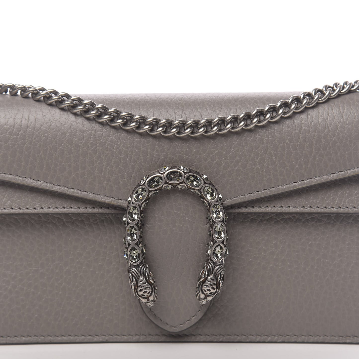 Dollar Calfskin Crystal Super Mini Dionysus Shoulder Bag Dusty Grey Black Diamond