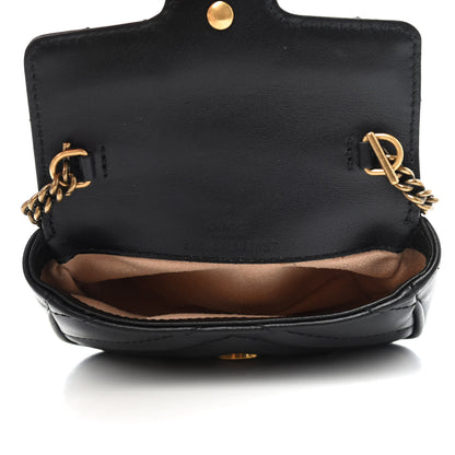 Gucci Calfskin Matelasse GG Marmont 2.0 Coin Purse On A Chain Black 4 of 4