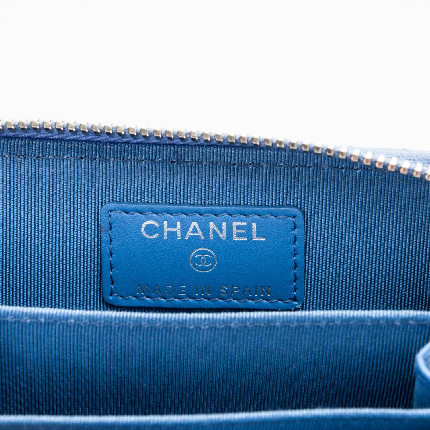 Chanel Patent Calfskin Quilted Zip Coin Purse Blue 6 of 7