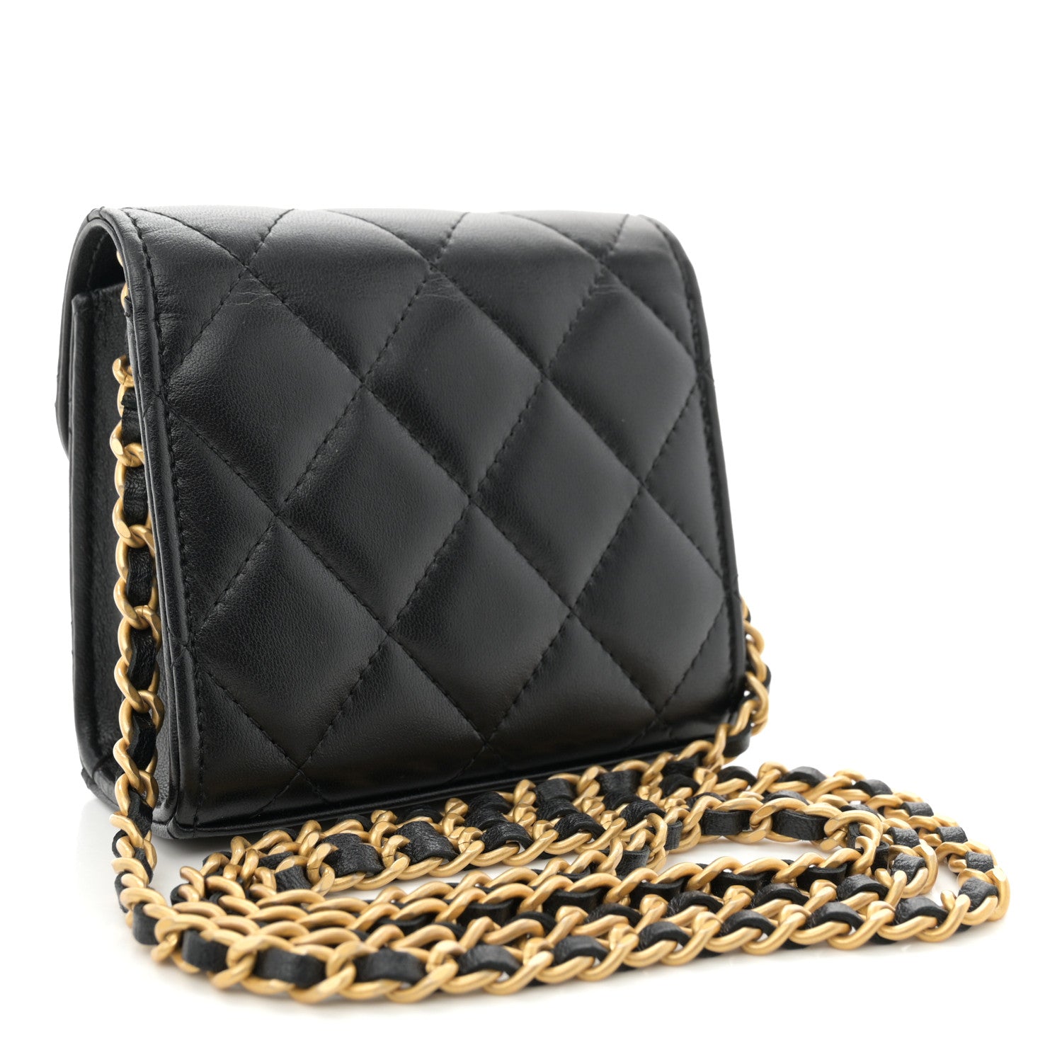 Chanel Lambskin Plexiglass Quilted Coco Love Clutch With Chain Black 3 of 11