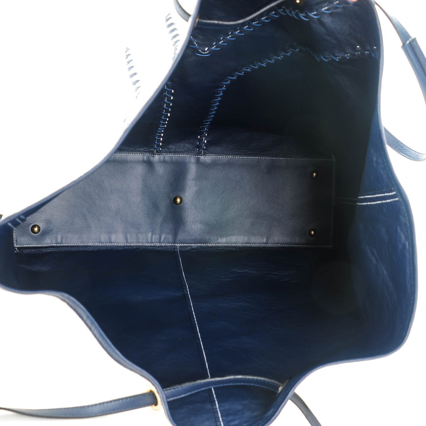 Lambskin Patent Large Neo Double Reversible Tote Navy White