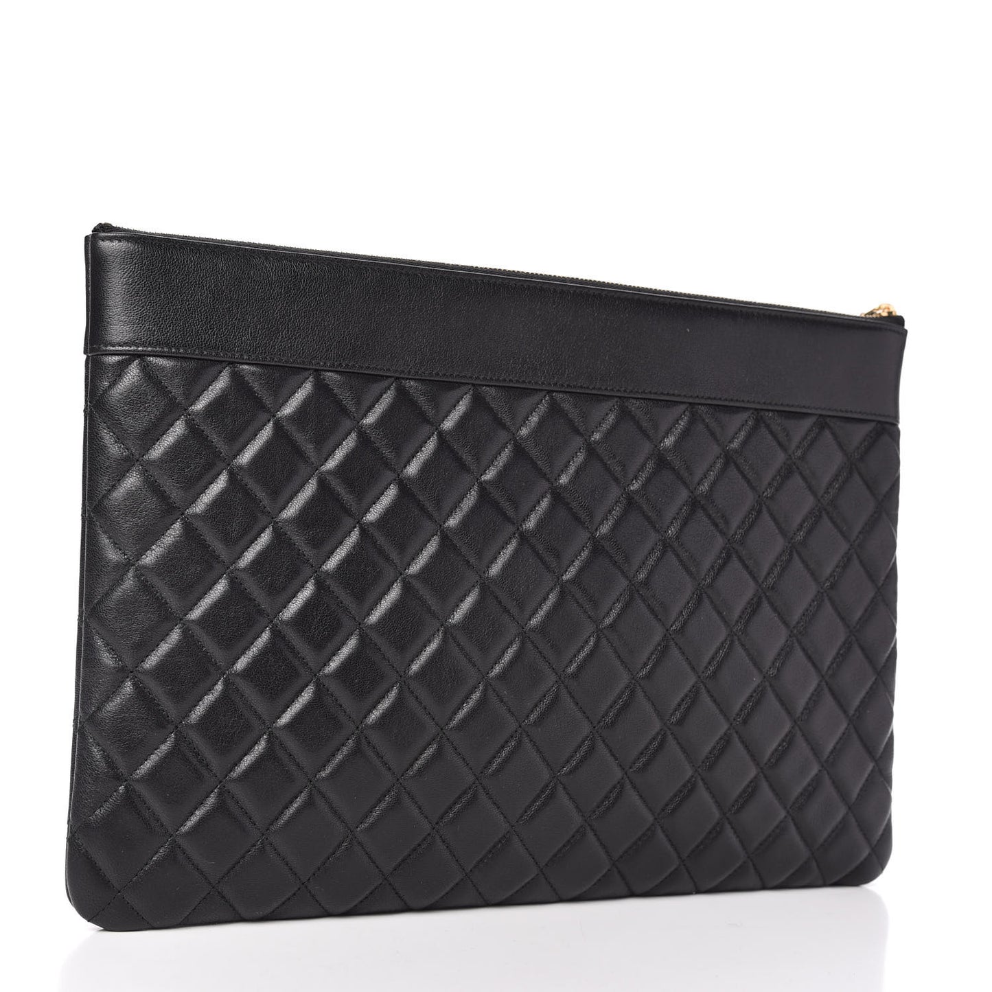 Sheepskin Quilted Large Vintage Mademoiselle Cosmetic Case Black