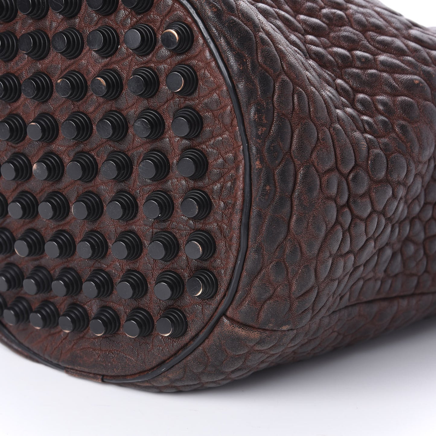 Pebbled Lambskin Diego Bucket Bag Beet Black Hardware