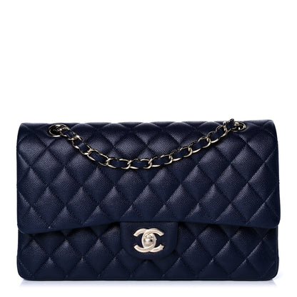 Chanel Caviar Quilted Medium Double Flap Dark Blue 1 of 12