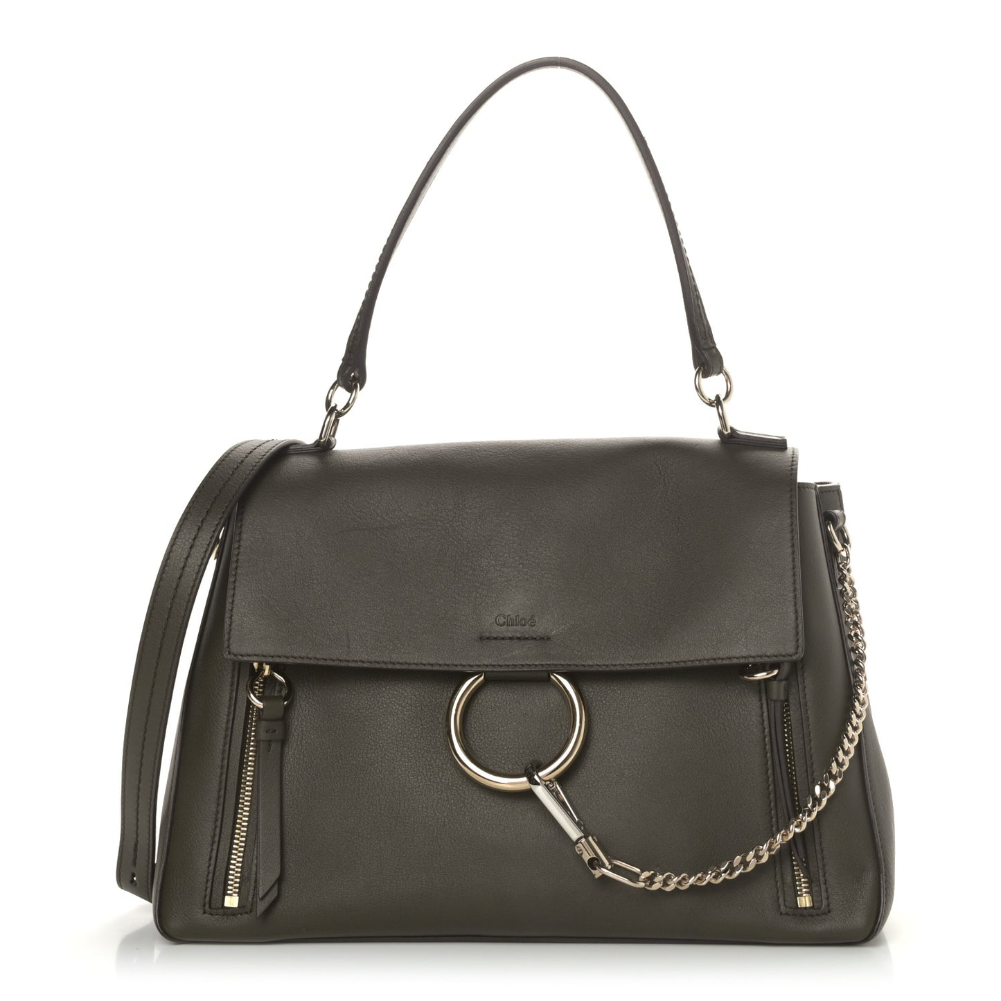 Calfskin Small Faye Day Shoulder Bag Deep Forest