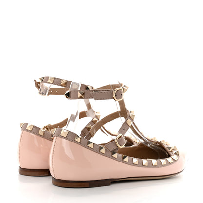 Valentino Garavani Patent Rockstud Cage Ballerina Flats 37.5 Water Rose Poudre 4 of 10