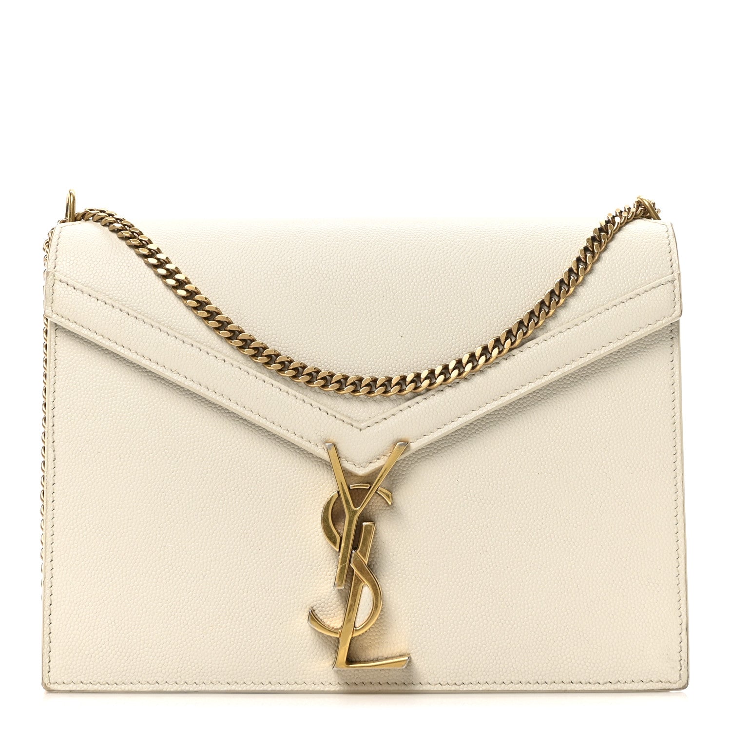 Saint Laurent Grain De Poudre Monogram Cassandra Clasp Bag Crema Soft 1 of 10
