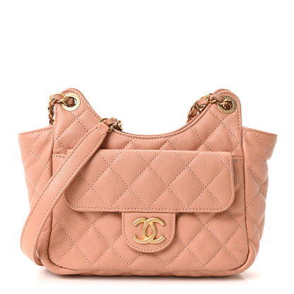 Chanel Caviar Quilted Small Wavy CC Hobo Coral 1 of 10