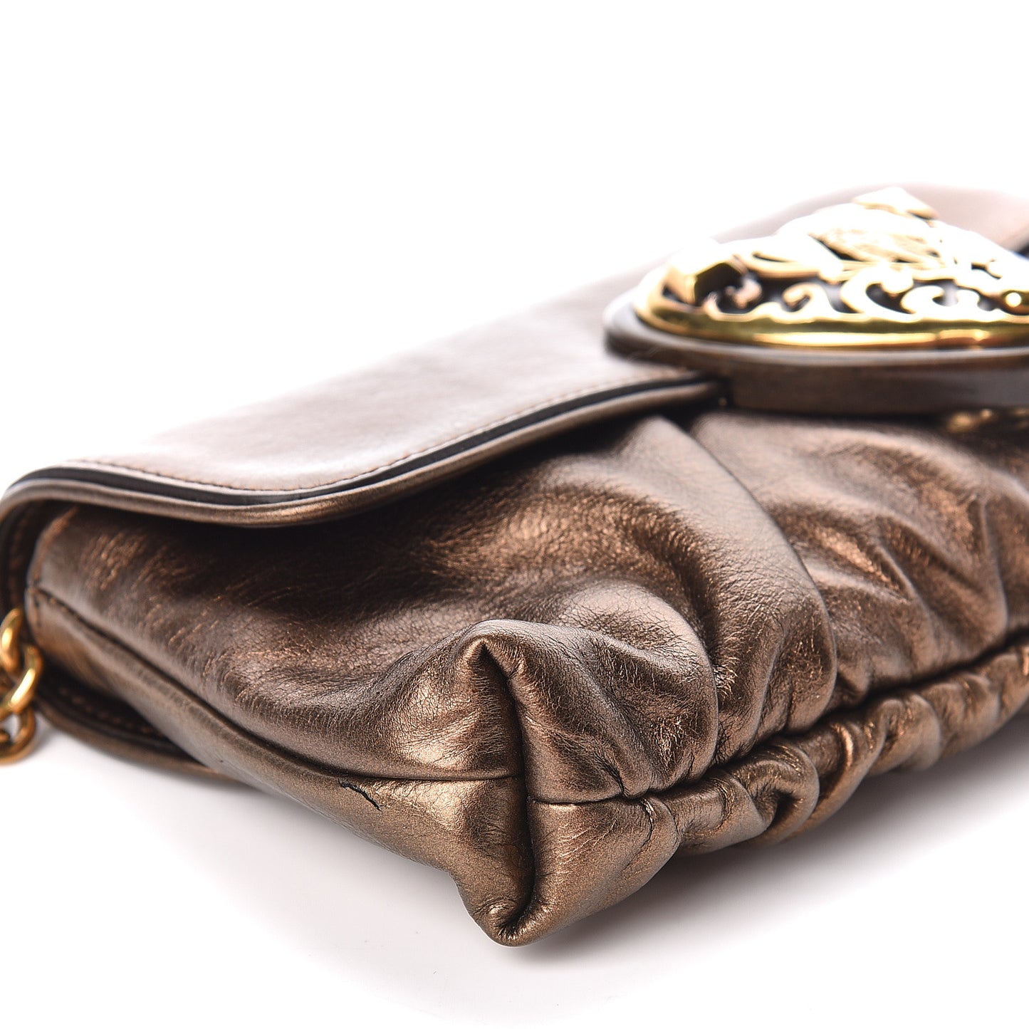 Metallic Calfskin Babouska Clutch Bronze