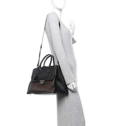 Prada Glace Calfskin Sound Tote Bag Militare Black 2 of 15