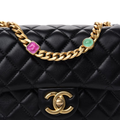 Chanel Lambskin Resin Quilted Mini Pearl Samba Square Flap Black 10 of 10