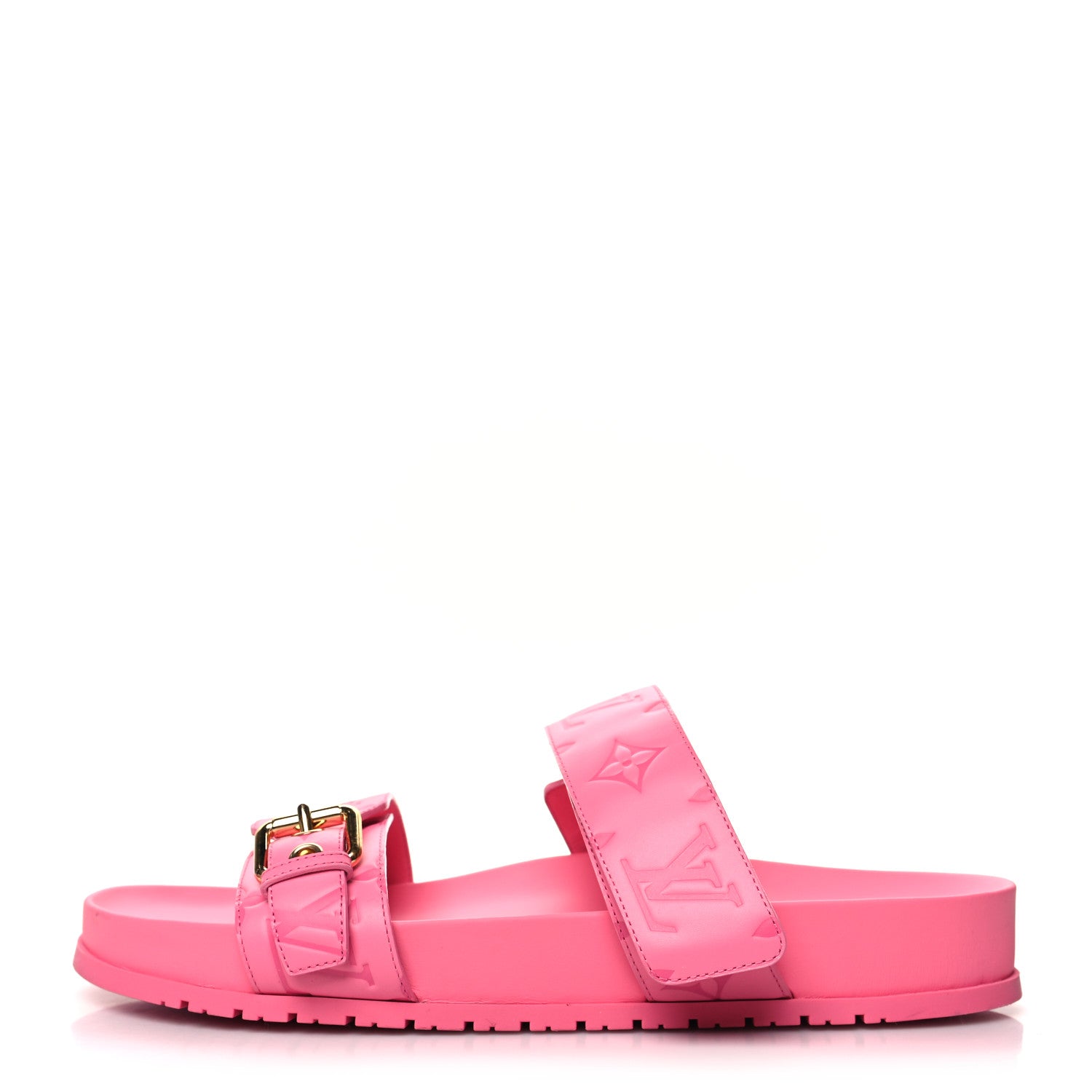 Louis Vuitton Calfskin Monogram Embossed Bom Dia Flat Mule Sandals 41 Pink 1 of 8