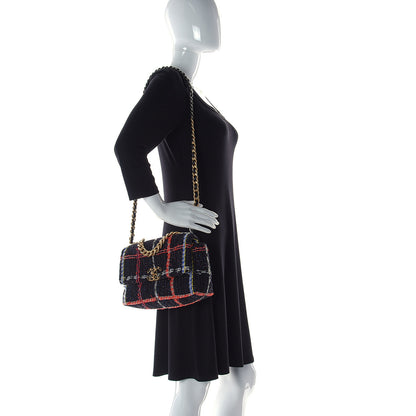 Chanel Tweed Quilted Medium Chanel 19 Flap Black Multicolor 2 of 12