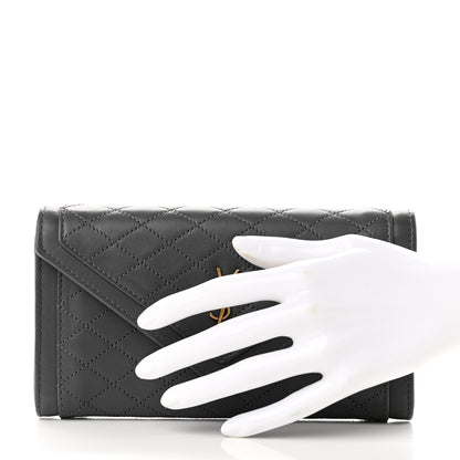 Saint Laurent Lambskin Quilted Monogram Large Gabbie Flap Wallet Storm 2 of 8