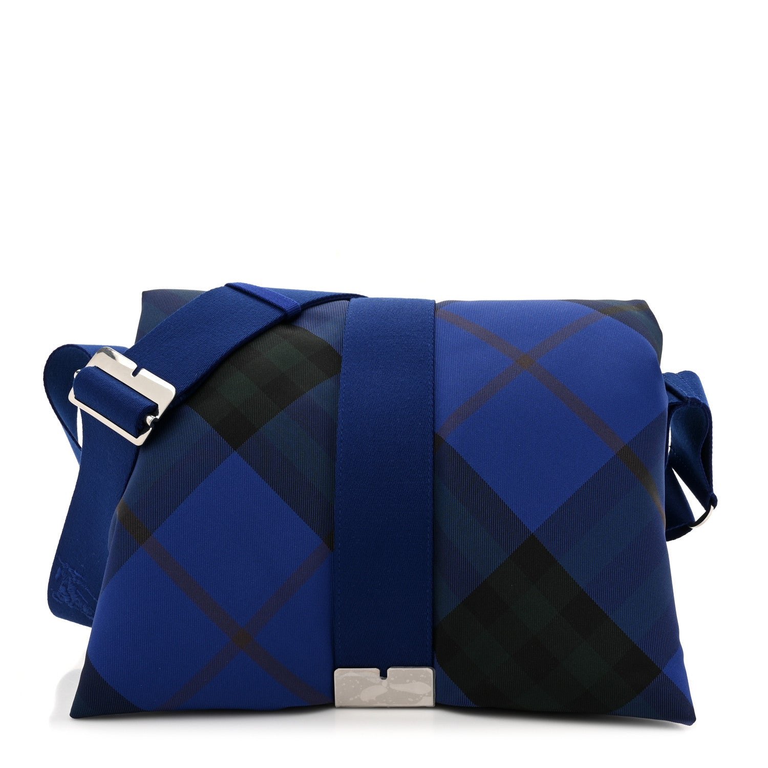 Burberry Nylon Pillow Check Knight Crossbody Blue 1661053