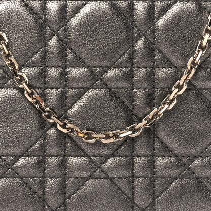 Christian Dior Metallic Calfskin Cannage Lady Dior Convertible Clutch Gunmetal 13 of 16