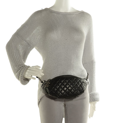 Chanel Lambskin Quilted Banane Waist Bag Fanny Pack Black 2 of 7
