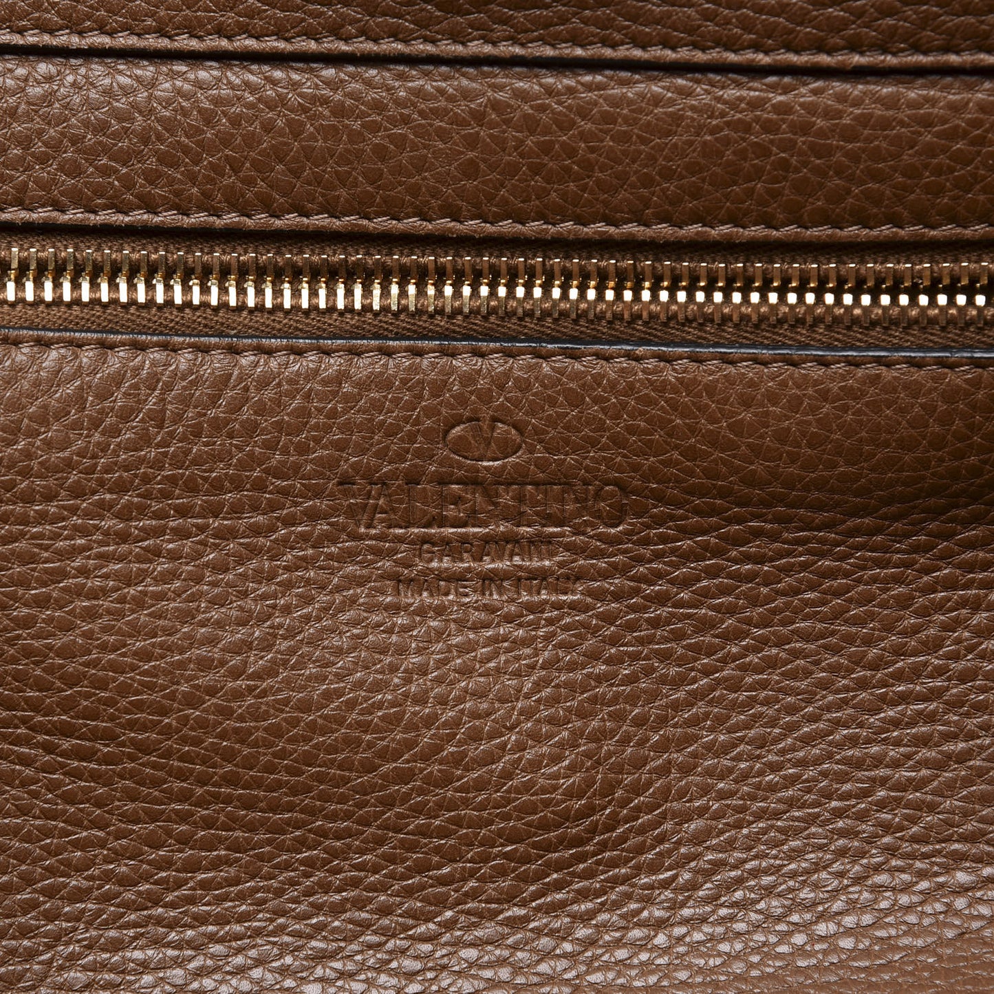 Pebbled Calfskin Medium Rockstud Tote Brown