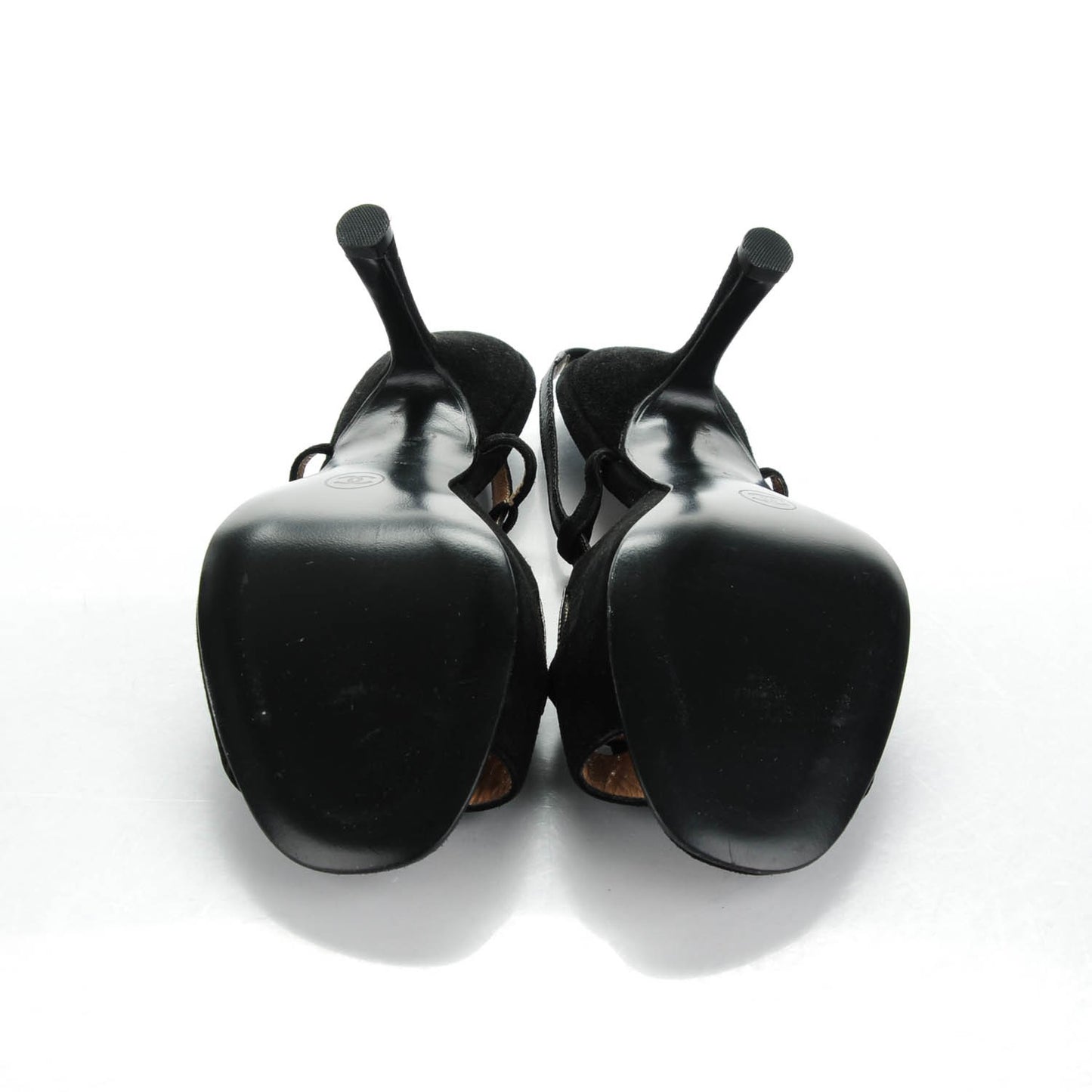 Suede Lizard Buckle Sling Back Sandals 39 Black