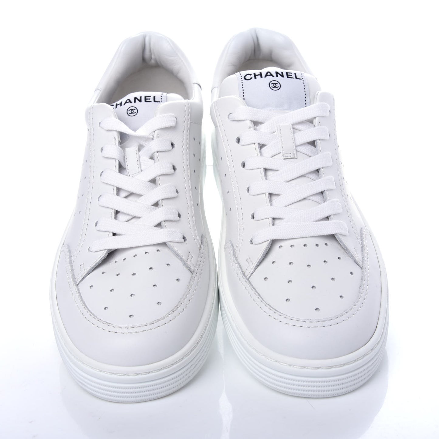 Calfskin Womens Logo Sneakers 40.5 White