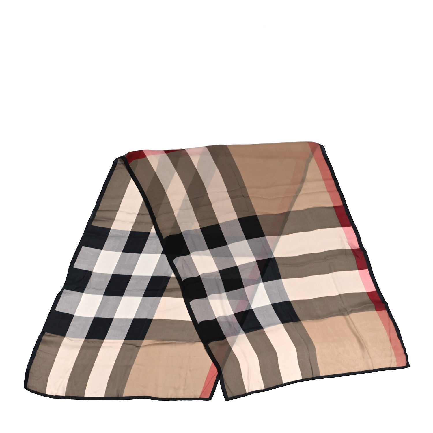 Burberry Silk Giant Check Scarf Camel 2 of 3