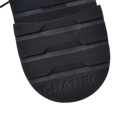 Chanel Lambskin Calfskin Quilted Lace Up Combat Boots 39.5 Beige Black 6 of 7