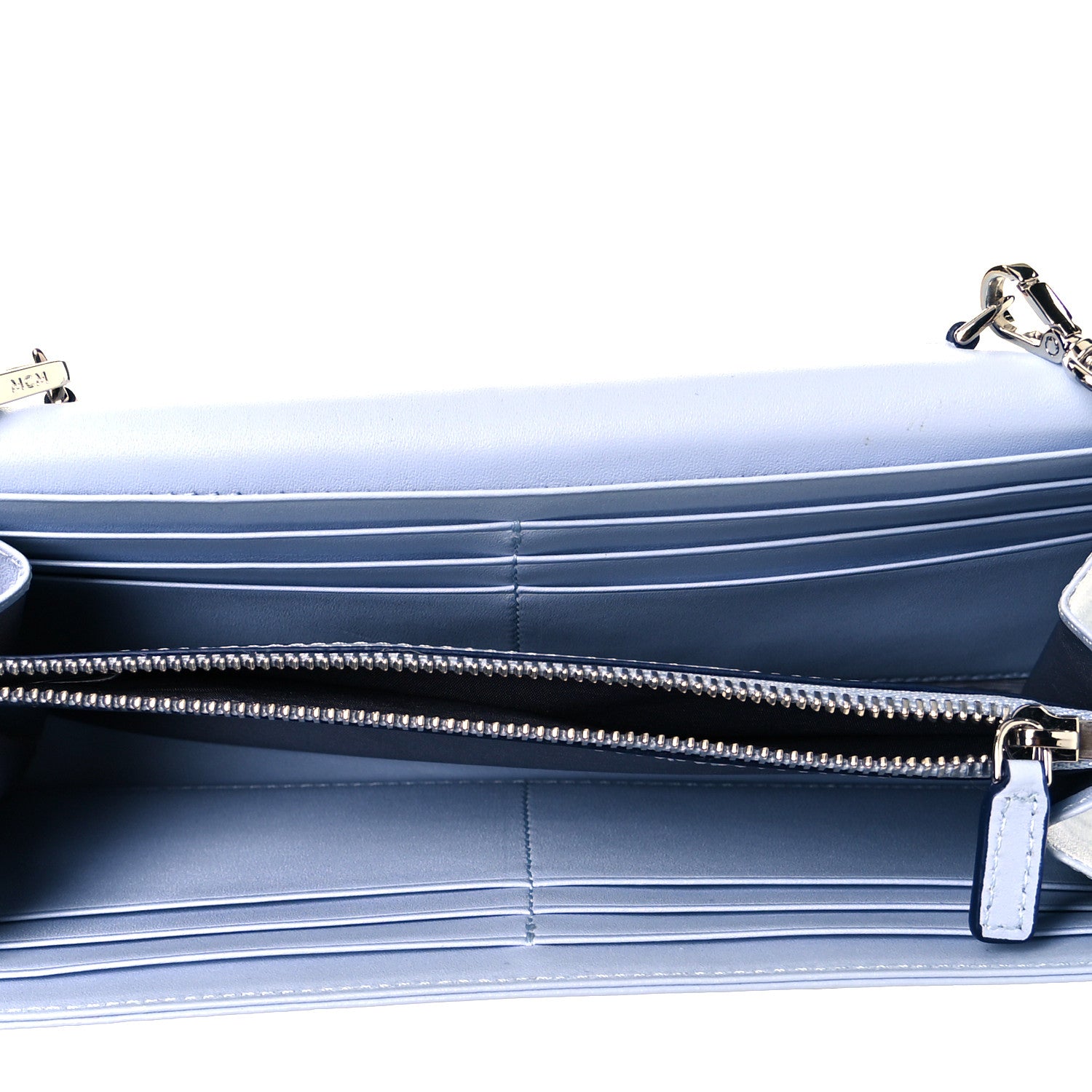 MCM Calfskin Visetos Monogram Millie Color Block Crossbody Bag White Mood Indigo 4 of 8
