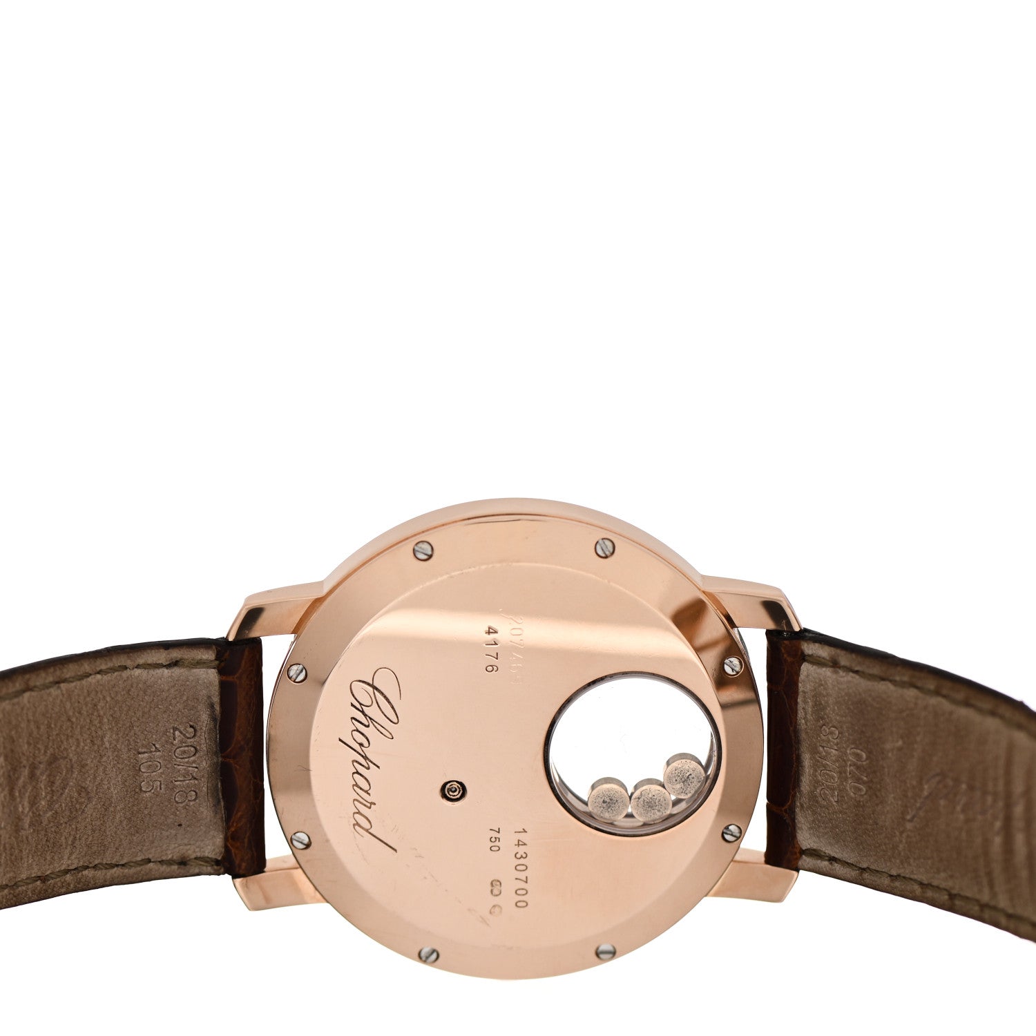 Chopard 18K Rose Gold Alligator 3 Diamond Pave Mother of Pearl 40mm Happy Sun Quartz Watch 4 of 5