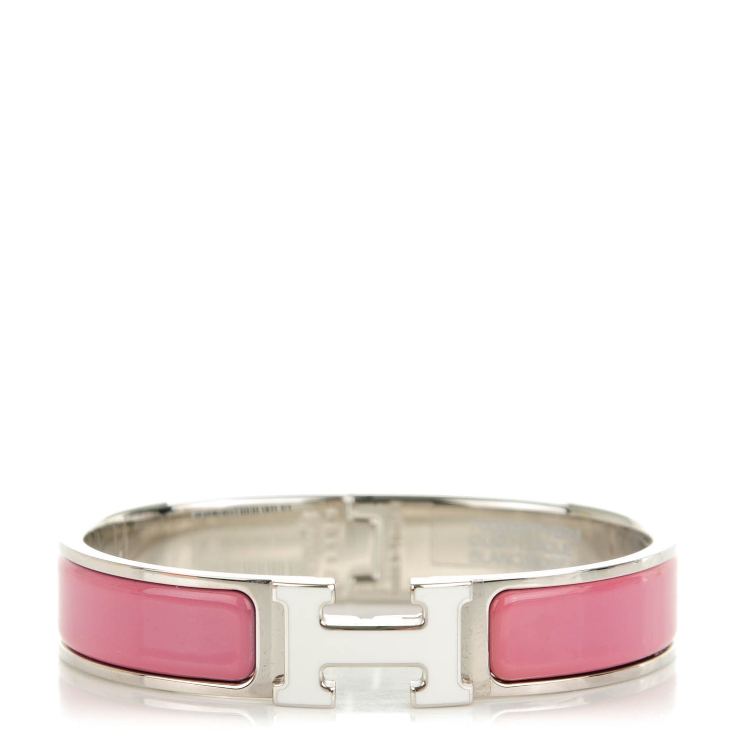 Enamel Narrow Clic Clac H Bracelet PM Rose Velours White
