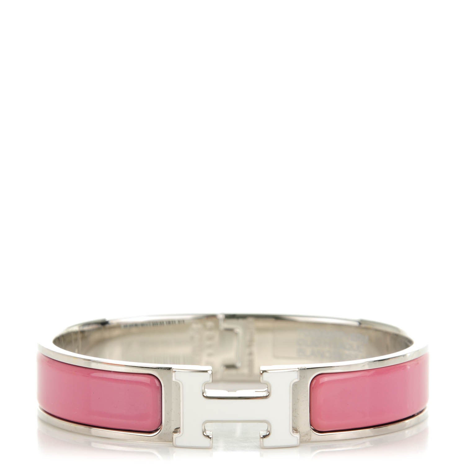 Hermes Enamel Narrow Clic Clac H Bracelet PM Rose Velours White 1 of 4