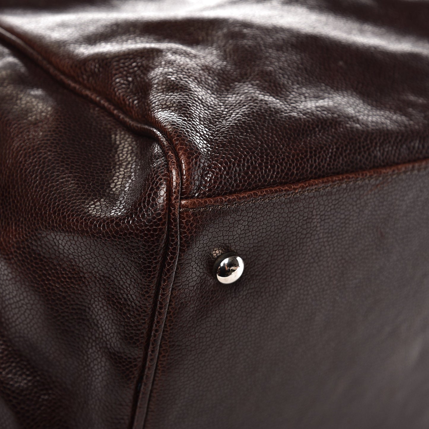 Caviar Quilted Mademoiselle Satchel Brown