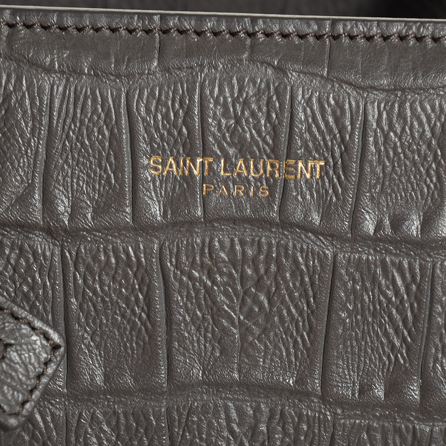 Saint Laurent Calfskin Crocodile Embossed Small Sac De Jour Fog 9 of 9