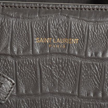 Saint Laurent Calfskin Crocodile Embossed Small Sac De Jour Fog 9 of 9
